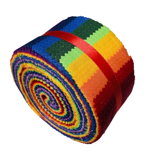 100% Cotton Jelly Roll Fabric Strips for Quilting and Sewing- Solid Colors - color: Five Solid Colors