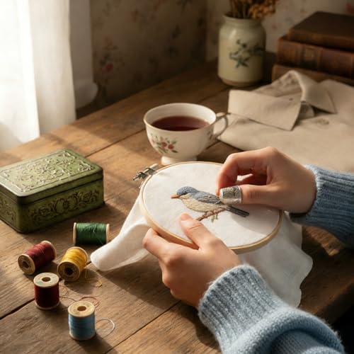 WJIAAA 8 PCS Sewing Thimbles for Hand Sewing, Metal Finger Protector Quilting Craft Accessories for Knitting Fingertip Protector Embroidery Needlework DIY Tools Anti-Slip Grooves Breathable(Silver)