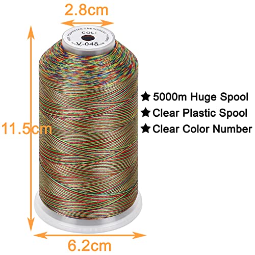 New brothread 5000M Huge Spool Embroidery Machine Thread - Variegated Color - color: Variegated Color-V-048