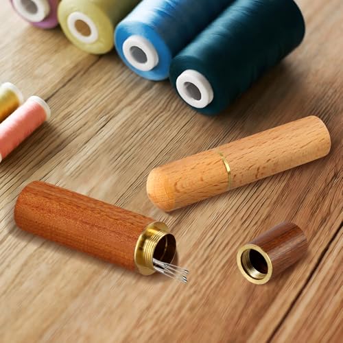 4 Pcs Portable Wooden Sewing Box, Versatile Wood Box Holder for Needles, Storage Embroidery Needle Hand Crafts Knitting Tool, Toothpick and Bead Storage