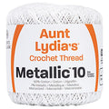Aunt Lydia's Metallic Size 10 Crochet Thread, White/Pearl, Single - color: White/Pearl, size: Size 10