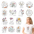Dtf Transfers Ready to Press - 15Pcs Bible Flowers Iron on Transfers for Tshirts, Motivational Bible Verse Heat Transfer Iron on Decals Patches Stickers for Clothes Pillows Bag DIY Crafts