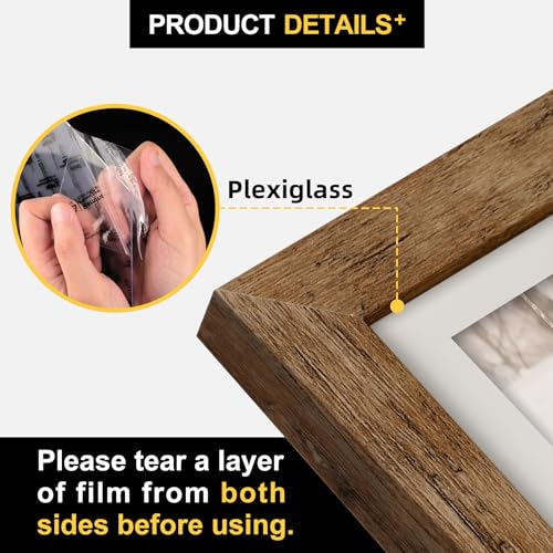 TOFOREVO 5x7 Picture Frames with 4x6 Mat Set of 2, Rustic Brown - color: Rustic Wood, size: 5x7