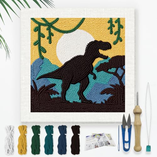 DOODLREAM Dinosaur T-Rex DIY Punch Needle Embroidery Kit for Beginner - color: Dinosaur