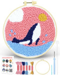 FIVEIZERO Yarn Punch Needle Craft Kit for Beginners,Pink Whale Pattern - color: Pinkwhale