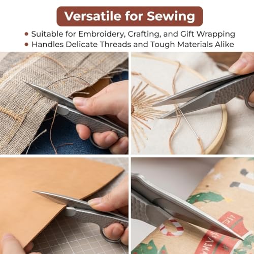 Premium Tailor Scissors, Stainless Steel Mini Sewing Fabric Shears, Precision Thread Snips for Cloth Leather Embroidery, Includes Protective Sheath & 1x Seam Ripper, 4.61 x 1.69 inch