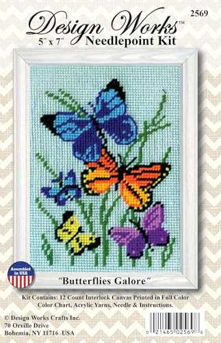 Design Works Crafts, 5" x 7" Needlepoint Kit Butterflies Galore