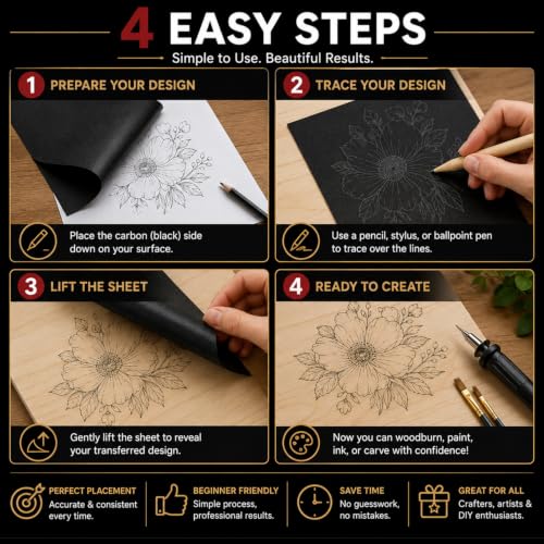 SuFly Carbon Paper for Tracing, Black Graphite Paper for Drawing, 50 Sheets - color: Graphite Black, size: 8.5 in. x 11 in. (1 Pack)