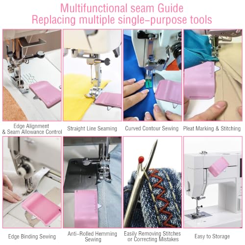 Pink Magnetic Seam Guide for Sewing Machine,Built-in Seam Ripper&Edge Guide - color: Pink