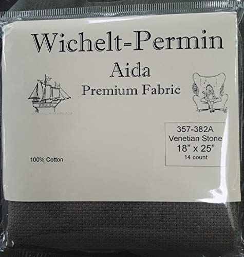 Wichelt Permin Premium AIDA Cross Stitch Fabric 14 Count Venetian Stone 18" x 25"