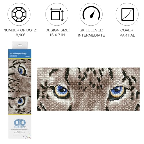 DIAMOND DOTZ Snow Leopard Diamond Painting Kit, Diamond Art Craft Set