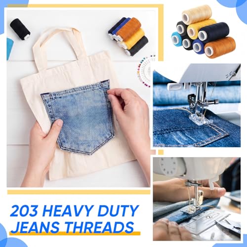 Glicraft 8 Colors Denim Thread 164 Yard, Jeans Sewing Thread 203 for Canvas