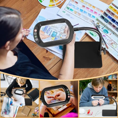 Veemagni 30X 12X Magnifying Glass with Light and Stand, Real Glass Lens - color: Black, size: 30X 12X-12.2inch