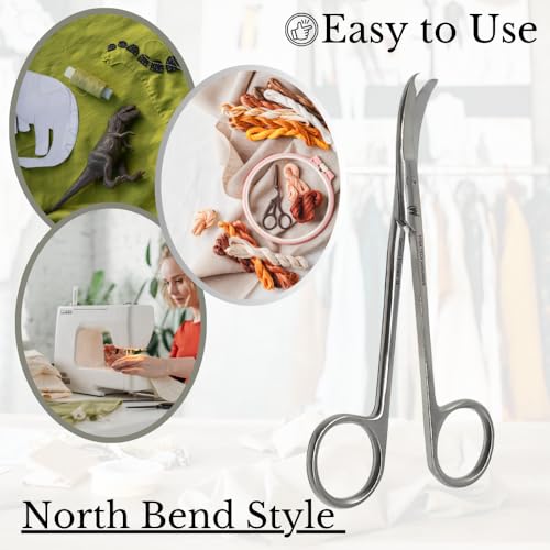 Small Scissors all Purpose, Sharp Mini Detail Craft Shears with Precision Angled One Hook Tip Design, Ideal for Thread Cutting, Sewing, Knitting, Embroidery, Stainless Steel Snips (Silver - 5.5") - color: Silver - 5.5"
