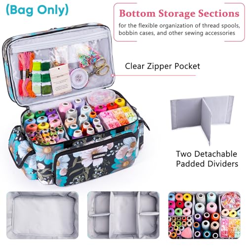 AMOIGEE Large 15" Double-Layer Sewing Organizer Bag w/Detachable Dividers - color: Jasmine Blue
