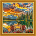 Dooxvey Counted Cross Stitch Kits for Adults 11CT Printed Cross-Stitch Patterns Cross Stitching Embroidery Kit Stamped or Counted Needlepoint Kits- Sunset Rest 18x18 inch - color: ColorDIY02