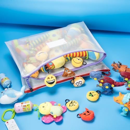 Plastic Mesh Zipper Pouch, 12Pcs Zipper File Bags with Label Pocket, A3 Size 16.9x12in, White - size: A3 Size 16.9 x 12 in