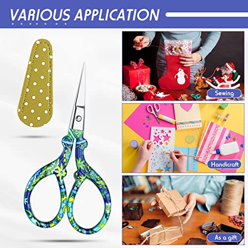 Honoson 4 Pcs Small Embroidery Scissors, 3.6", Simple, Fresh Colors - color: Fresh Colors
