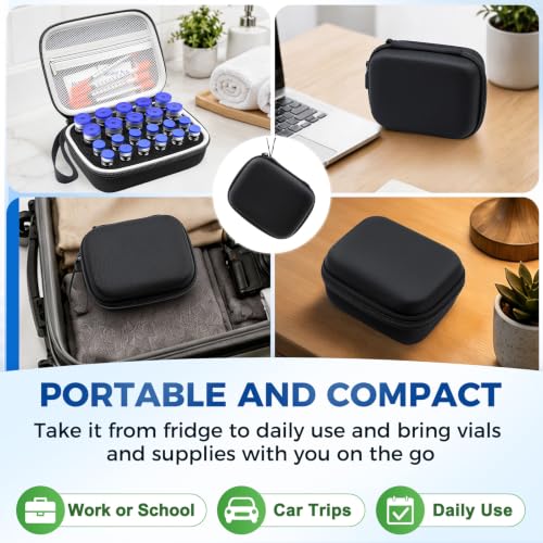 22 Slots Peptide Case for Fridge | Vial Case ｜1ml 2ml 3ml 5ml 10ml Vials - color: Black- 12×3ml+10×(5ml/10ml)