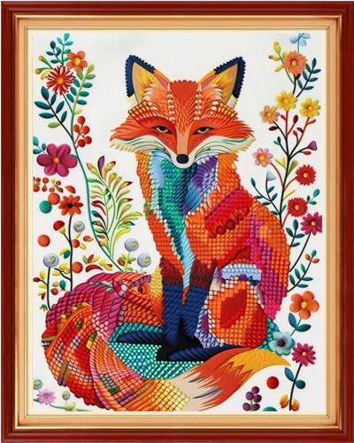 Dimensean Stamped Cross Stitch Kits Full Range of Embroidery Patterns Starter Kits for Beginners Adult DIY Cross Stitches Needlepoint Kits 11CT-Colorful Cat 16x20 inch - color: Arts kits 19