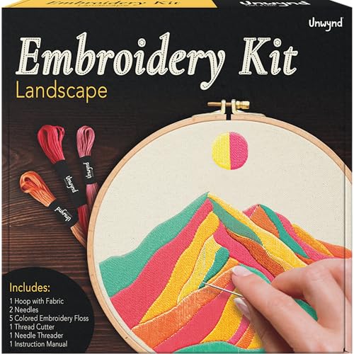 Unwynd Embroidery Kit Landscape for Adults and Beginners,Cross Stitch Craft - style: Pack of 1 - Landscape