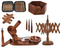 Brainmart Rosewood Yarn Winder & Swift with Wooden Yarn Bowl – 30pcs Crochet Kit | Handcrafted Wooden Ball Winder, Crochet Hooks Set, Bobbins, Weaving Needles for Knitting, Crocheting & Weaving