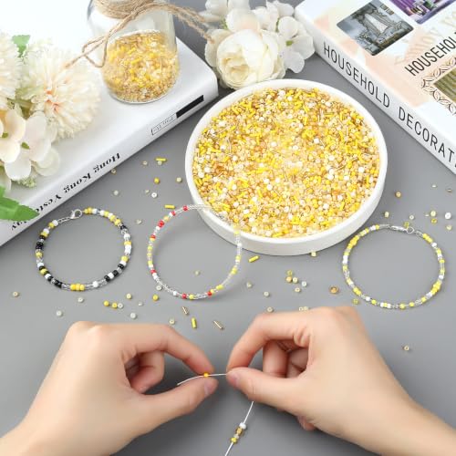 Yellow Seed Beads for Jewelry Making Glass Bugle Beads for DIY Craft - color: Yellow