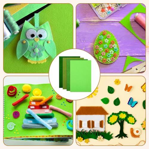 JJUNW 16 Pack Felt for Crafts, 11.8" x 7.87" Craft Felt 1 mm Thick Felt Fabric Sheets Liner Felt for Handmade DIY Embroidery Fabric Craft Kits (Green)
