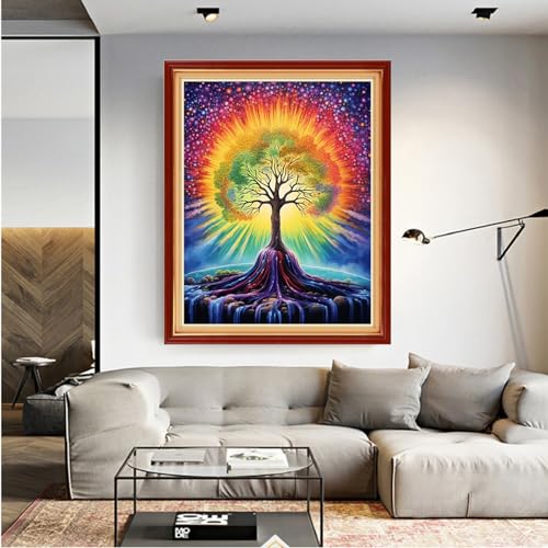 Dooxvey Cross Stitch Kit for Adults Beginners - Stamped Needlepoint Embroidery Pattern - Magic Moonlight Tree 16x20 Inch - 11CT Full Range - color: Manual Arts 01