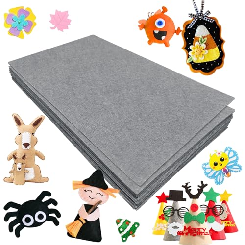 Jtnohx Felt for Crafts, 16 Pcs Felt Fabric, 7"×11.3" Stiff Felt Sheets, Craft Felt Square for Sewing (Grey) - color: Grey