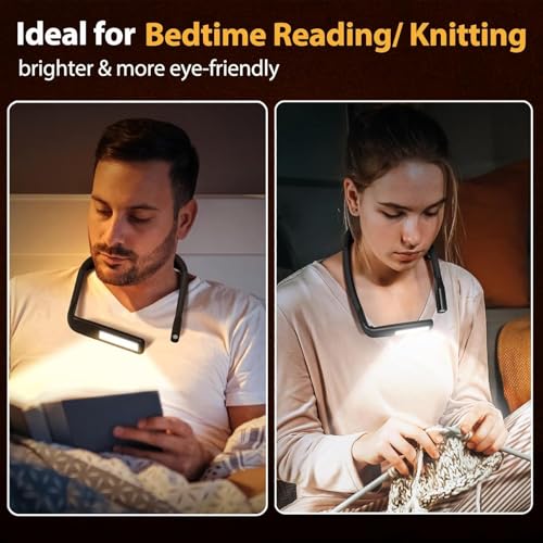 Reading Light, Rechargeable Neck Light, Stepless Dimming Book Light - color: Black
