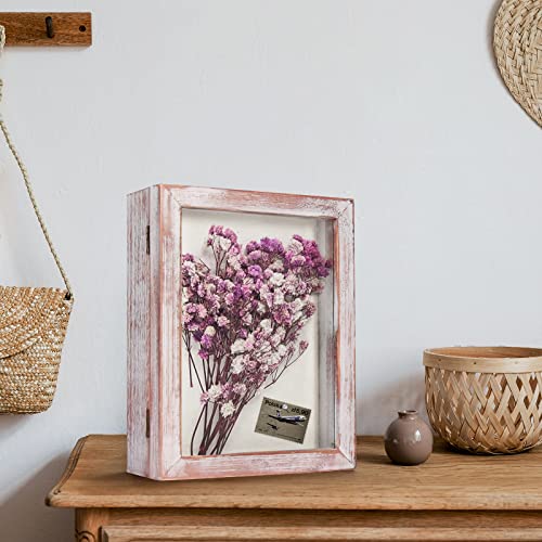 TJ.MOREE Shadow Box 8 x 10 Display Case Wood Picture Frame White Pink - color: White Pink, size: 8x10