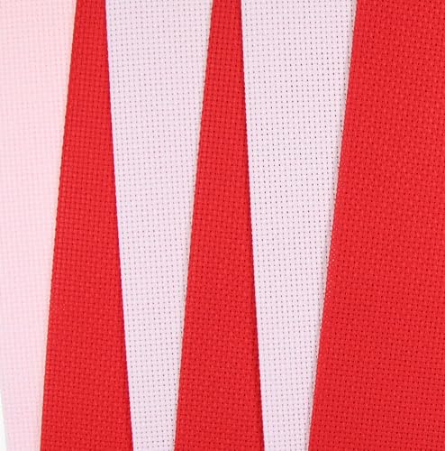 KCS 6 pc of 12" x 18"(30cmx45cm) 14CT Counted Cotton Aida Cloth Cross Stitch Fabric (Pink+Red) - color: Pink+red