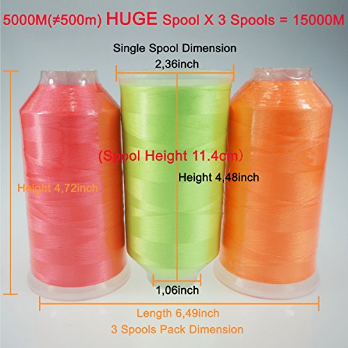 New brothread Huge Spools Embroidery Machine Thread -Neon Colors 2 - color: 3xNEON COLOR 2