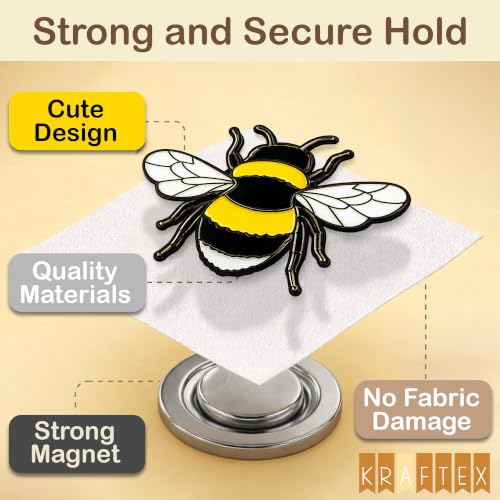 Kraftex Magnetic Needle Minder. Needleminder for Embroidery & Sewing. Cute Needlepoint Accessories. Magnetic Needle Holder for Cross Stitch. Cute Magnet Pin Gift - color: Bee
