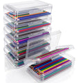 Blulu 6 Pack Double Layer Pencil Boxes Large Capacity,Clear - color: Clear