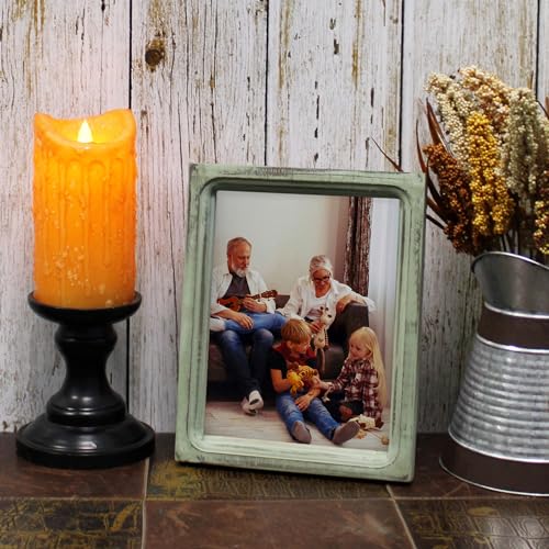 CVHOMEDECO. 6x8 Picture Frame Made of Solid Wood High Definition Glass Rustic Vintage Designs Small Photo Frame for Tabletop Display and Wall Mounting, Distress Teal - color: Distress Teal A, size: 6" X 8"