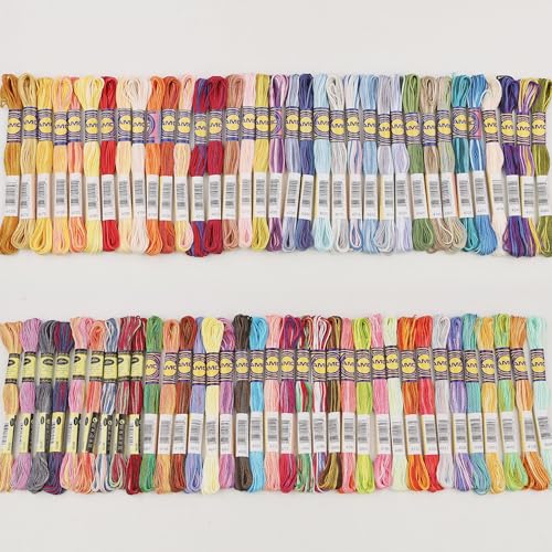 70 Skeins Variegated Mercerized Egyptian Cotton Rainbow Color for Embroidery Floss Cross Stitch Threads Friendship Bracelets Floss Craft Floss (70 Colors Set) - color: 70 colors set
