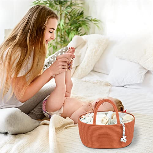 XUANGUO Large Cotton Rope Baby Diaper Caddy Organizer Basket Rust - color: Rust, size: Large