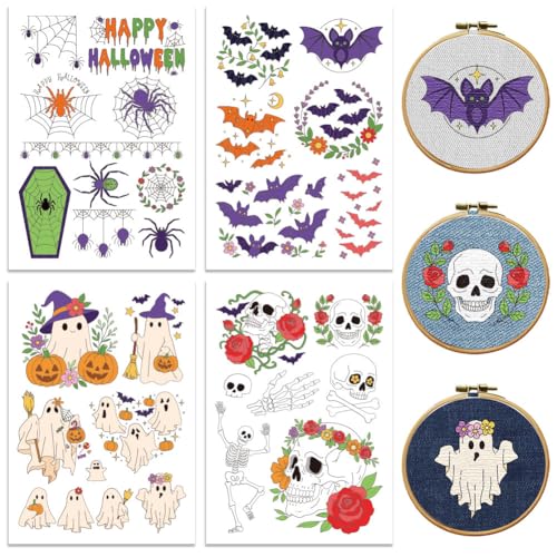 peacoblue Halloween Elements Stick and Stitch Embroidery Patterns - color: Halloween Elements