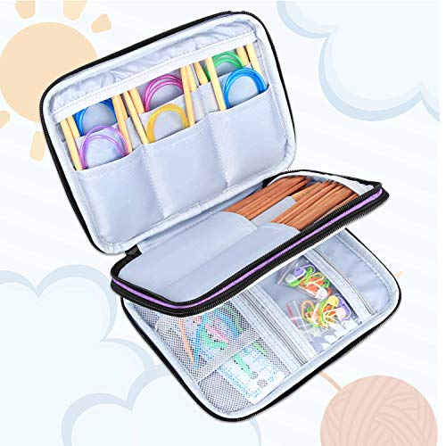 LUXJA 8 Inches Knitting Needles Storage Case, Purple