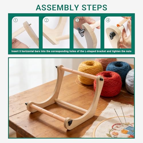 Airo Adjustable Embroidery Table Stand | 11.8"&15.3" Dual Rods, Cross Stitch Supplies Holder, Hands Free Design for Cross Stitch & Needlepoint