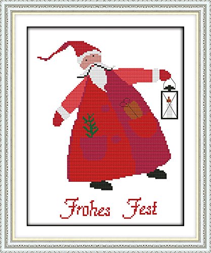 CaptainCrafts Cross Stitch Kits Full Range Stamped Cross Stitch Printed Fabric DIY Art Needlecrafts Embroidery Kit for Adults Beginner (Stamped 11CT, Christmas Santa Claus) - color: Christmas Santa Claus, size: Stamped 11CT