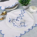 NATURALCRAFT Scalloped Cloth Napkins 18x18 in - White Edges Light Blue - color: Sl-white Napkin - Light Blue Edges, size: 18" x 18" (Set of 6)
