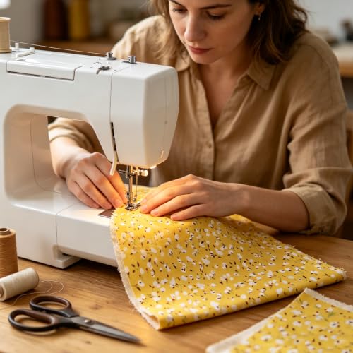 7 Pcs Yellow Printed Cotton Fabric, Precut Quilting Fabric 15.7x19.7 Inch - color: Yellow Daisy