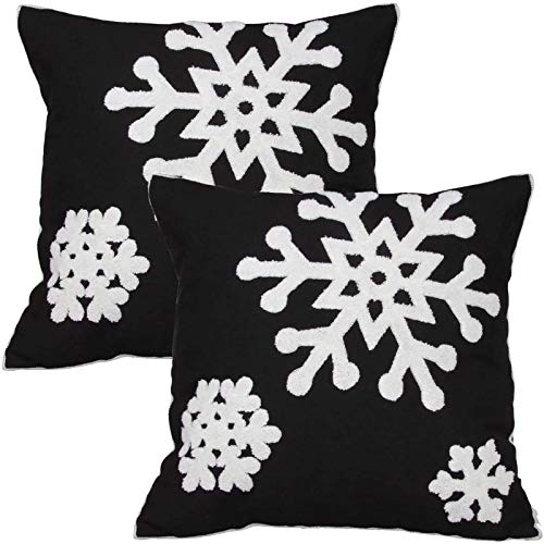 Elife Holiday Pillow Covers, Christmas Throw Pillow Covers 18x18 Set of 2 - color: Black