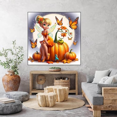 Dugsmgd Fall Diamond Art Kits for Adults, Diamond Painting Kits 12x12inch - color: Girl and Pumpkin