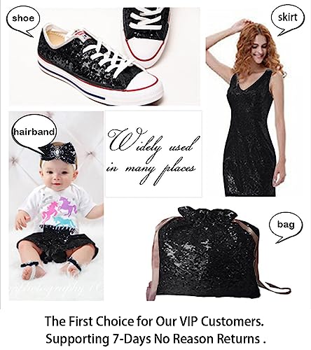 ShiDianYi 30 Feet Sequin Mesh Material for Dress, Backdrop - Black Sparkle Fabric by The Yard - color: Black, size: 10 Yard
