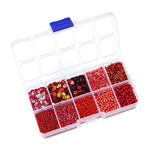 Red Glass Seed Bugle Tube Beads for Jewelry Making - color: red