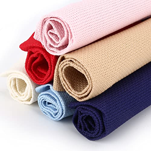 Aida Cloth 14 Count Multi Colored Cross Stitch Fabric 12×18inch (6color)